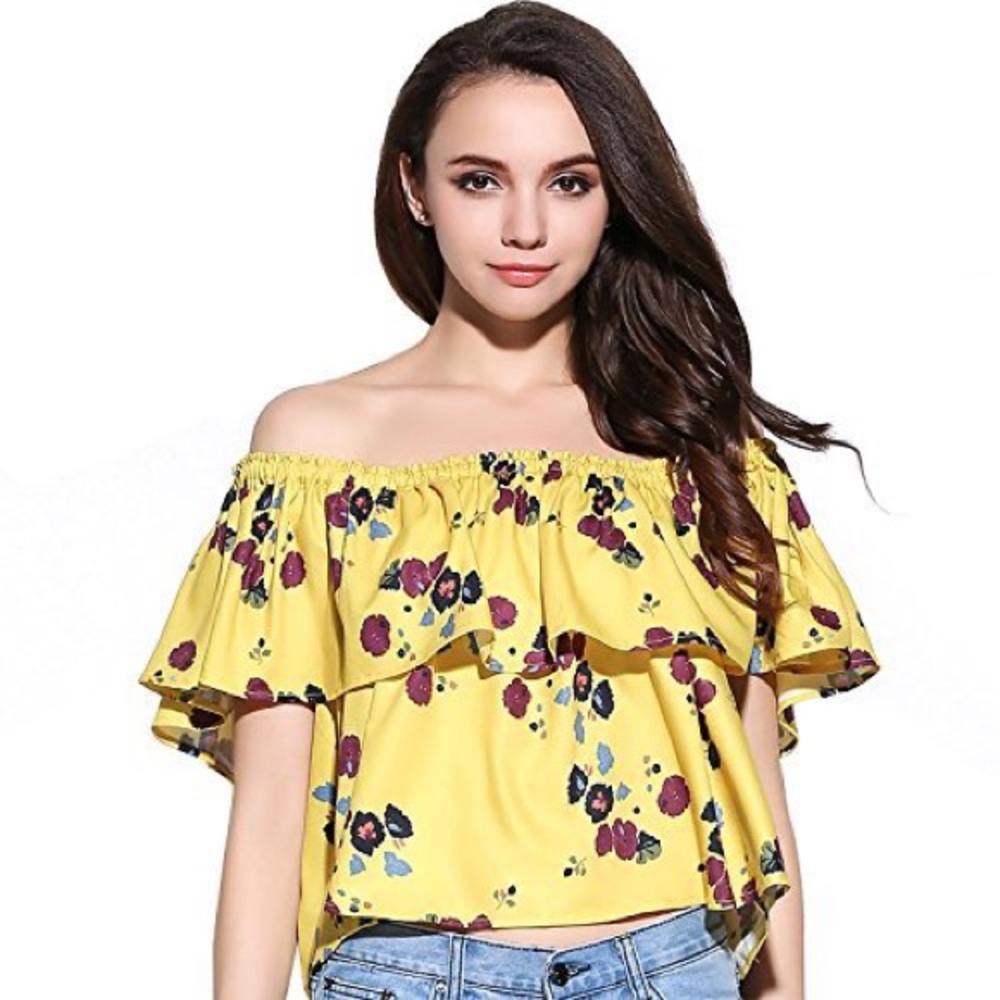 Yellow floral off the shoulder too